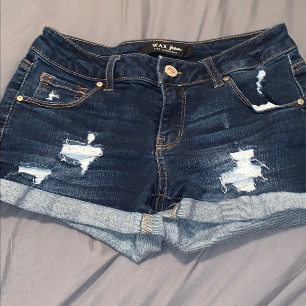 dark washed jean shorts